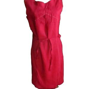 6/8 Vintage 1960's Dress Belted MR FINE DALLAS TEXAS BLOOD RED MIDI SLEEVELESS